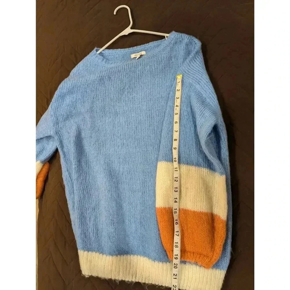 Women's blue, white & peach color block sweater by Nine West size L - Picture 8 of 8